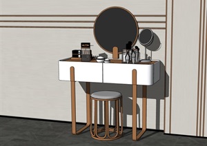 现代梳妆桌凳素材SU(草图大师)模型