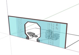 中式玻璃景墙月洞门SU(草图大师)模型
