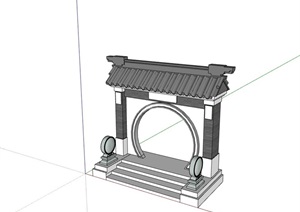 中式风格月洞门SU(草图大师)模型