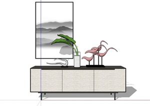 现代风格客厅室内装饰柜电视柜SU(草图大师)模型