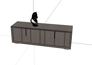 某整体详细的完整装饰柜电视柜SU(草图大师)模型