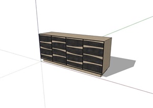 某现代木质详细的装饰柜电视柜SU(草图大师)模型