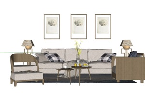 现代客厅沙发组合设计SU(草图大师)模型