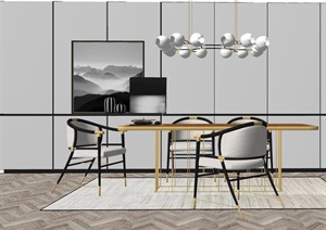 某详细的住宅室内餐桌椅设计SU(草图大师)模型