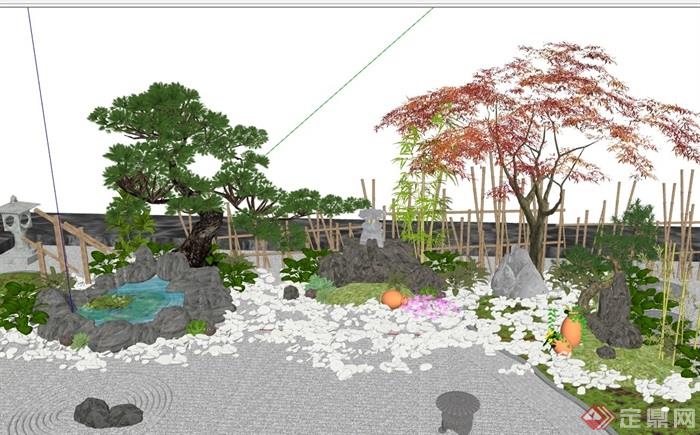 新中式庭院景观详细设计su模型