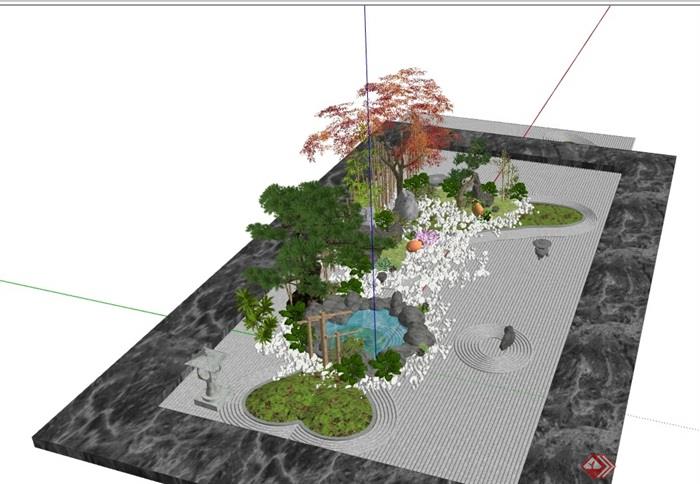 新中式庭院景观详细设计su模型
