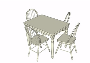 完整的详细餐桌椅素材SU(草图大师)模型