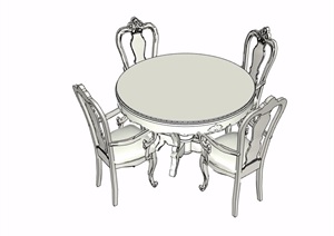 欧式风格餐桌椅素材SU(草图大师)模型