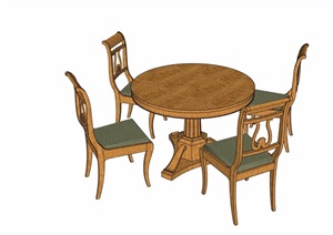 现代精致的餐桌椅素材SU(草图大师)模型