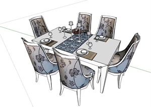 现代精致的室内餐桌椅素材SU(草图大师)模型