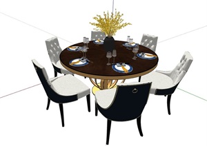 某现代餐饮空间餐桌椅素材SU(草图大师)模型