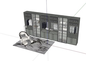 椅子及衣帽间柜子组合设计SU(草图大师)模型