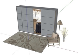 某详细的衣柜及椅子组合设计SU(草图大师)模型