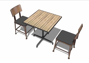 双人桌椅组合家具设计SU(草图大师)模型