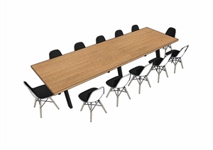 现代简约桌椅组合家具设计SU(草图大师)模型