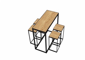 详细的桌椅组合家具设计SU(草图大师)模型