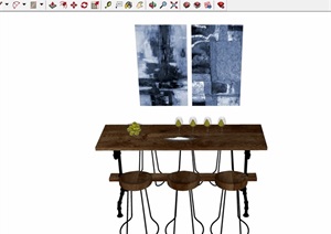 某完整的详细桌椅组合家具设计SU(草图大师)模型