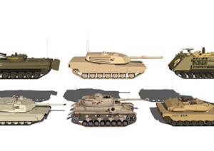 现代豹式坦克 坦克组合SU(草图大师)模型