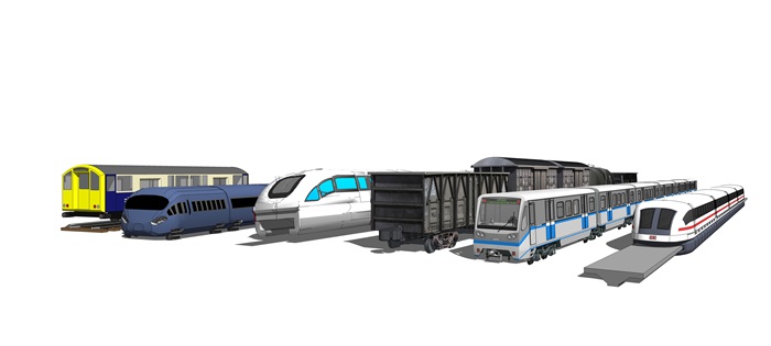 现代高铁火车组合su模型(1)