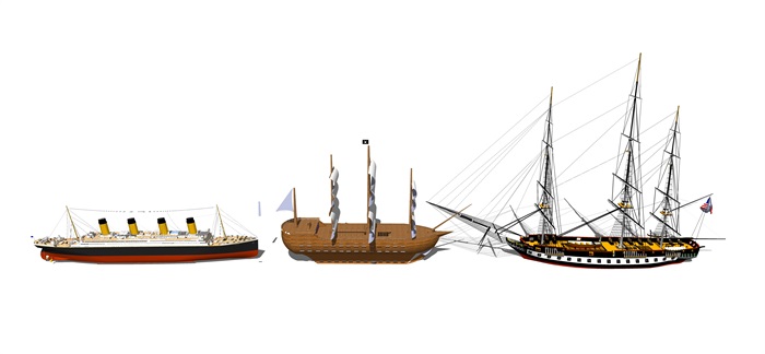 现代船、船只小品素材设计su模型
