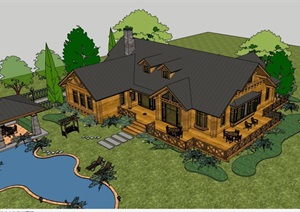 欧式风格详细复结构木屋别墅设计SU(草图大师)模型