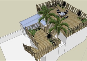 某屋顶庭院花园景观设计SU(草图大师)模型