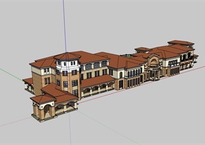 详细的整体完整的会所建筑设计SU(草图大师)模型