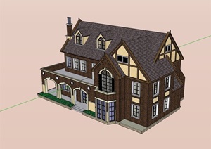 欧式详细的整体别墅素材设计SU(草图大师)模型