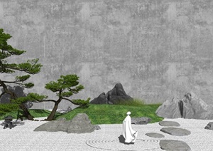 新中式景观小品 庭院景观 树SU(草图大师)模型