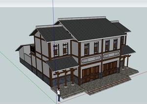 某中式风格新民居住宅别墅SU(草图大师)模型