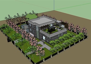 某别墅及庭院花园设计SU(草图大师)模型