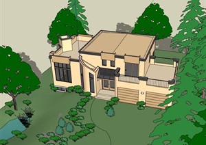 现代风格两层别墅设计SU(草图大师)模型
