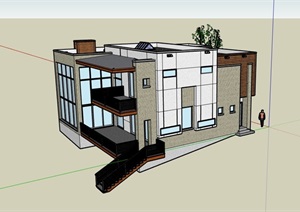 详细的多层欧式居住别墅SU(草图大师)模型
