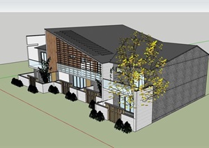 多层详细的中式别墅设计SU(草图大师)模型
