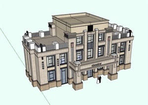 新古典风格完整的详细别墅设计SU(草图大师)模型