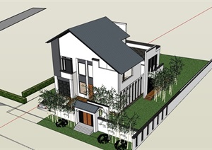 某独特的整体别墅设计SU(草图大师)模型