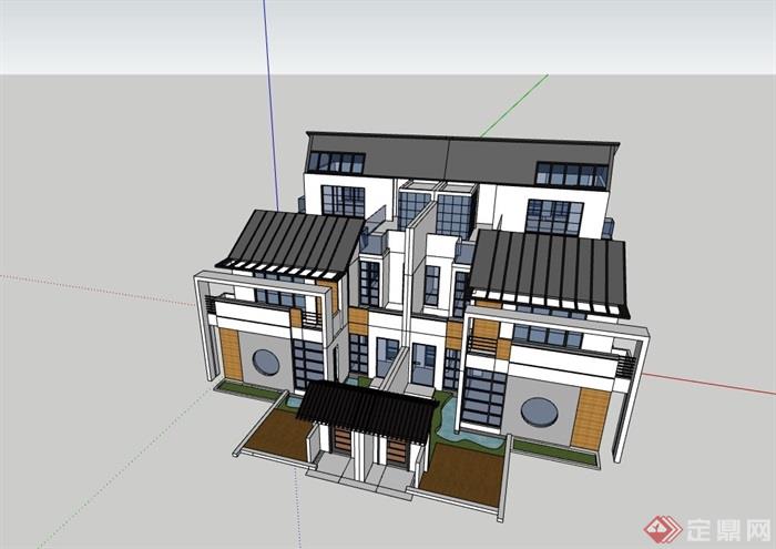 某完整的详细建筑别墅建筑设计su模型