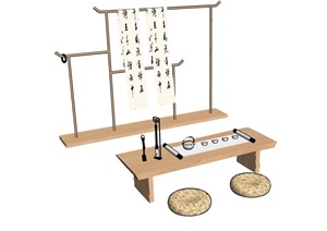 完整的中式桌椅屏风素材SU(草图大师)模型
