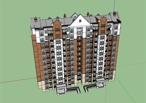 高层欧式风格住宅楼建筑SU(草图大师)模型