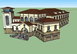 某详细的欧式风格会所建筑设计SU(草图大师)模型