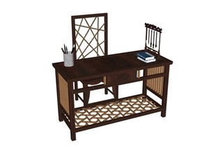 某详细的完整室内桌椅素材设计SU(草图大师)模型