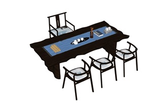 中式完整室内桌椅素材SU(草图大师)模型