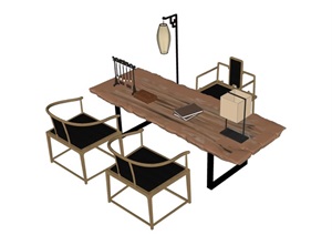 中式家具桌椅组合设计SU(草图大师)模型