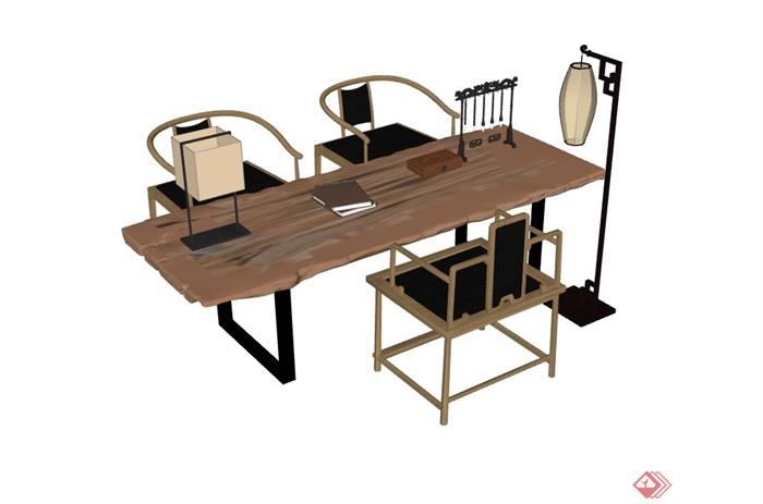 中式家具桌椅组合设计su模型