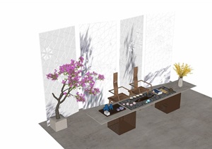 中式风格桌椅屏风素材SU(草图大师)模型