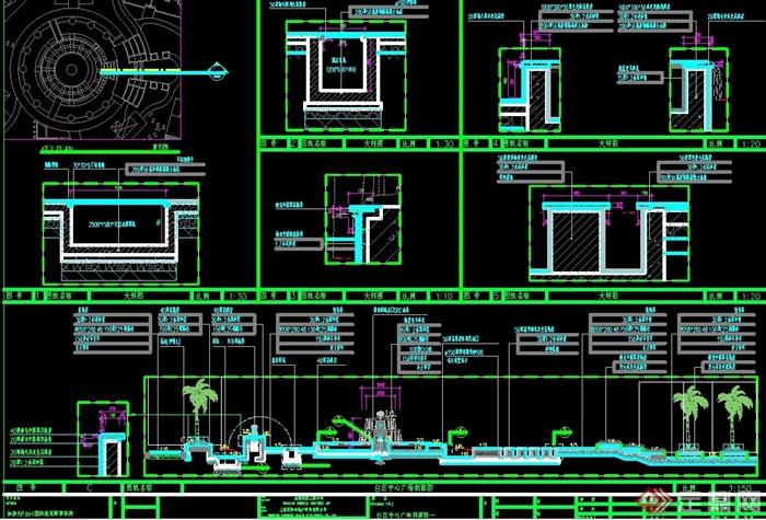 喷泉水景喷水涌泉cad施工图