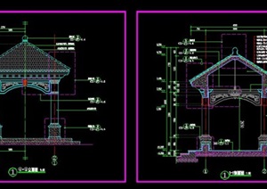 精品欧式风格景观四角亭全套CAD施工图（含结构+电气）
