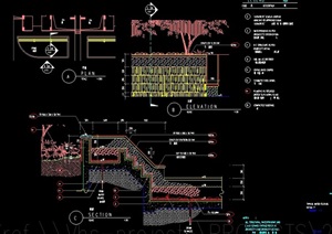 详细的跌水水景素材设计cad施工图