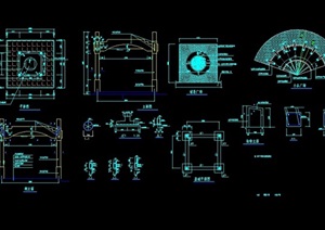 详细的弧形廊架节点素材cad施工图