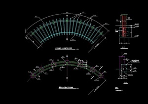 详细的独特廊架节点素材cad施工图